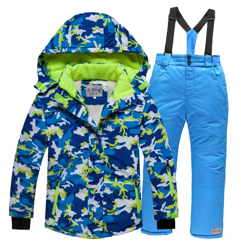 

degree Children clothing Set -30 ski suit girl kids snowboard Waterproof outdoor thicken jacket pants boys clothes snowsuit teen