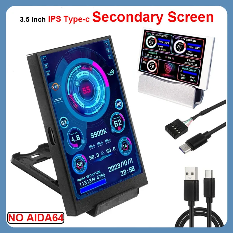 3 5 дюймовый IPS Встроенный экран для компьютера ЦПУ GPU ОЗУ USB дисплей мини-дисплей