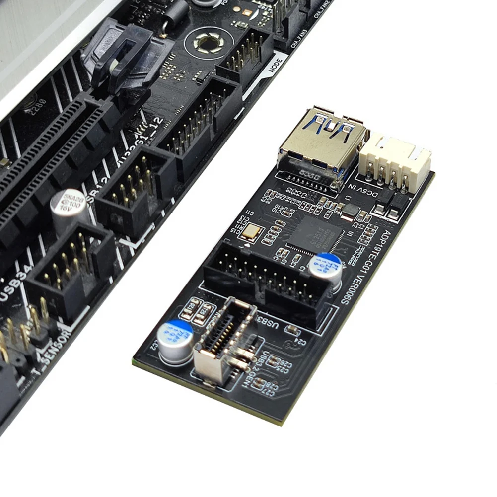 

USB3.2 Front GEN1 19PIN to 19PIN+TYPE-E(A-KEY) Adapter Expansion Card with SATA15PIN to 4PIN Cable