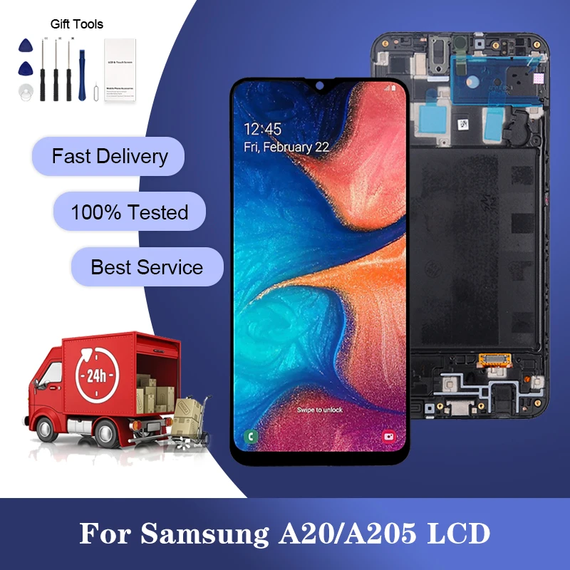 

OLED 6.4 Inch A20 Display For Samsung Galaxy A205 LCD Touch Screen Digitizer Assembly SM-A205F Free Ship With Tools Wholesale