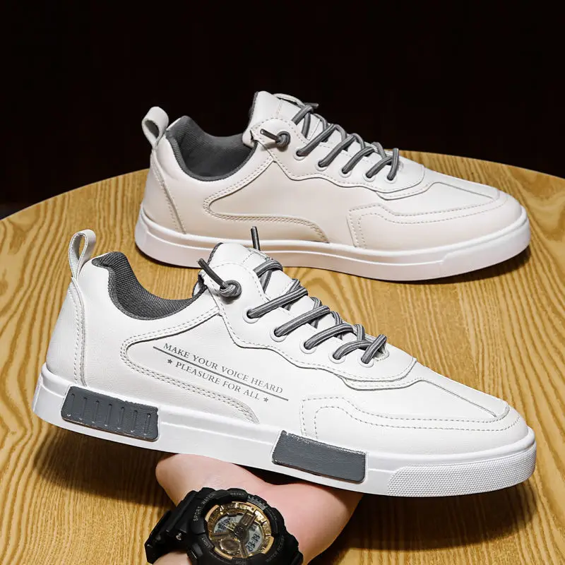 

Men's genuine Leather Shoess lace up Trend Comfortable Men Shoes outdoor British Fashion Men High Top Sneakers Moccasins Men