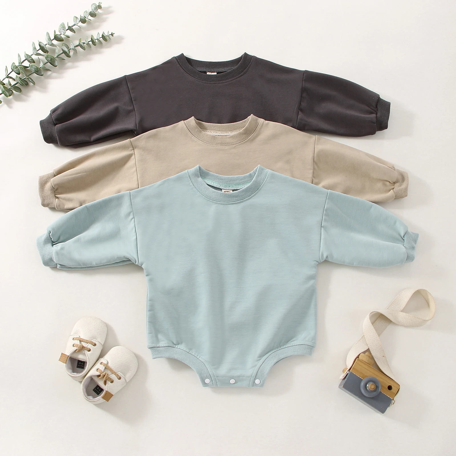 0-24M Newborn Infant Baby Girl Boy Sweatshirt Romper Toddler Long Sleeve Basic Cotton Oversize Rompers Baby Clothes Jumpsuit