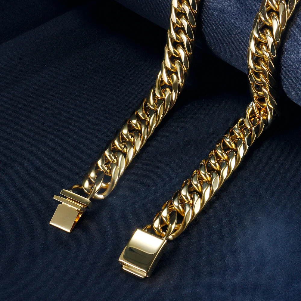 316L Stainless Steel Hip Hop Cuban Chains for Men Women Fashion Curb Cuban Link Chain Necklaces Gold Silver Fashion Jewelry