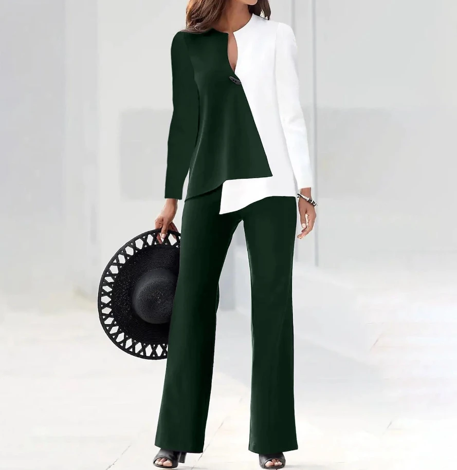 

Женский Повседневный комплект из двух предметов, Свободный Топ с длинным рукавом и штаны, подходящие цвета, осень-весна 2023