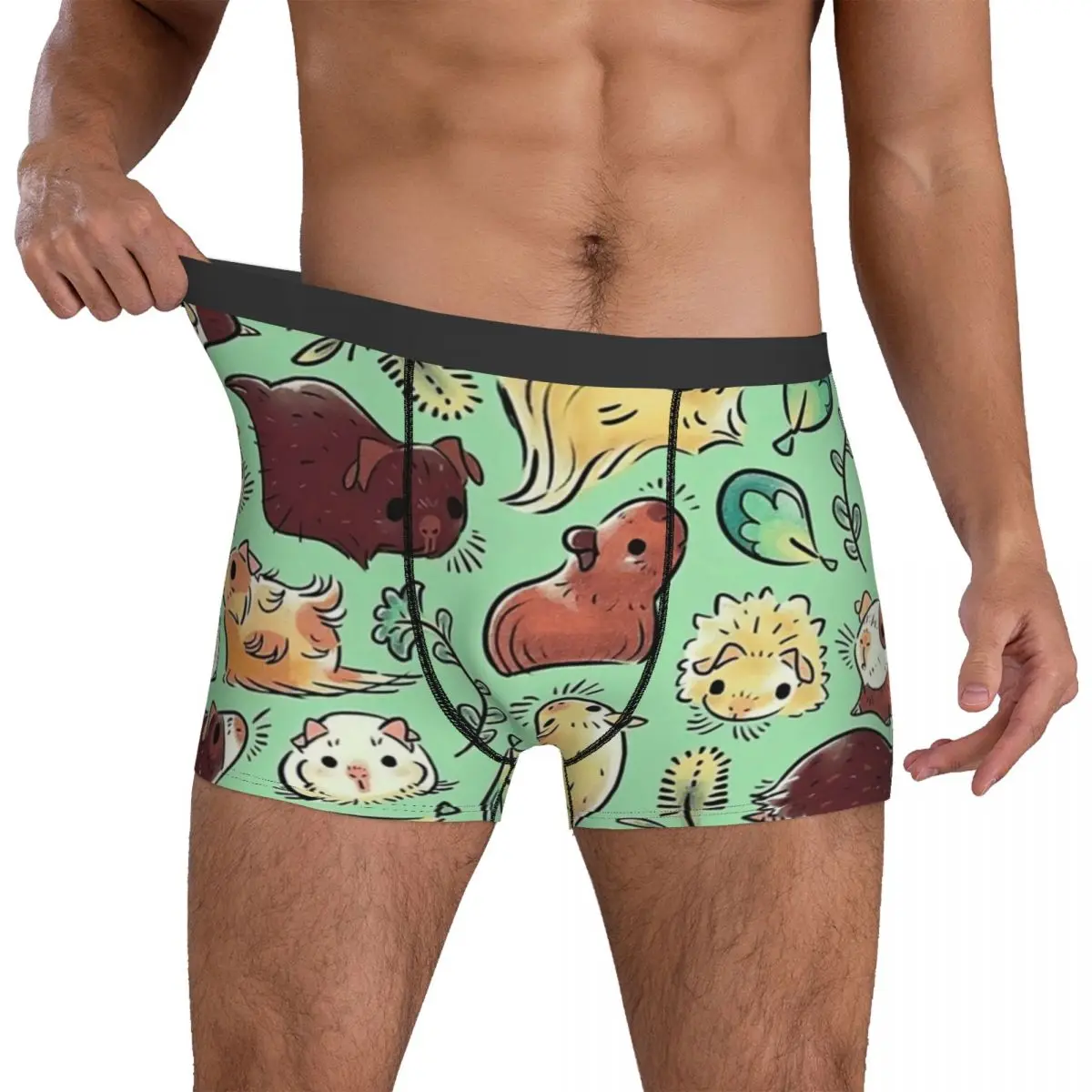 

Cute Guinea Pig Underwear Animal Lover Man Underpants Sublimation Elastic Trunk Trenky Shorts Briefs Large Size