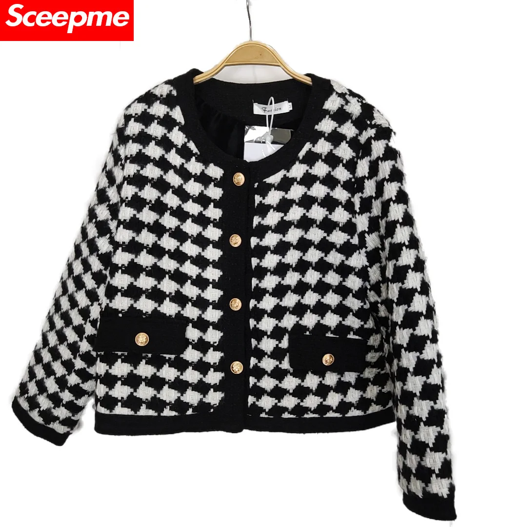 

Plaid Outwear Temperament Ladies Style Tweed Women Short 2022 Autumn Elegant Jacket Female Fashion French Sweet ChicTop Spring