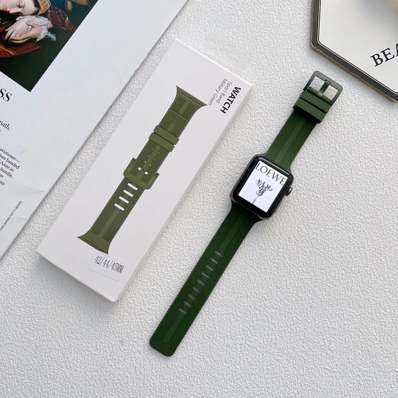 Silicone Strap For Apple Watch Band 38/40/41MM、42/44/45/49MM Sports smart watch accessories bracelet iwatch Ultra series7se34568