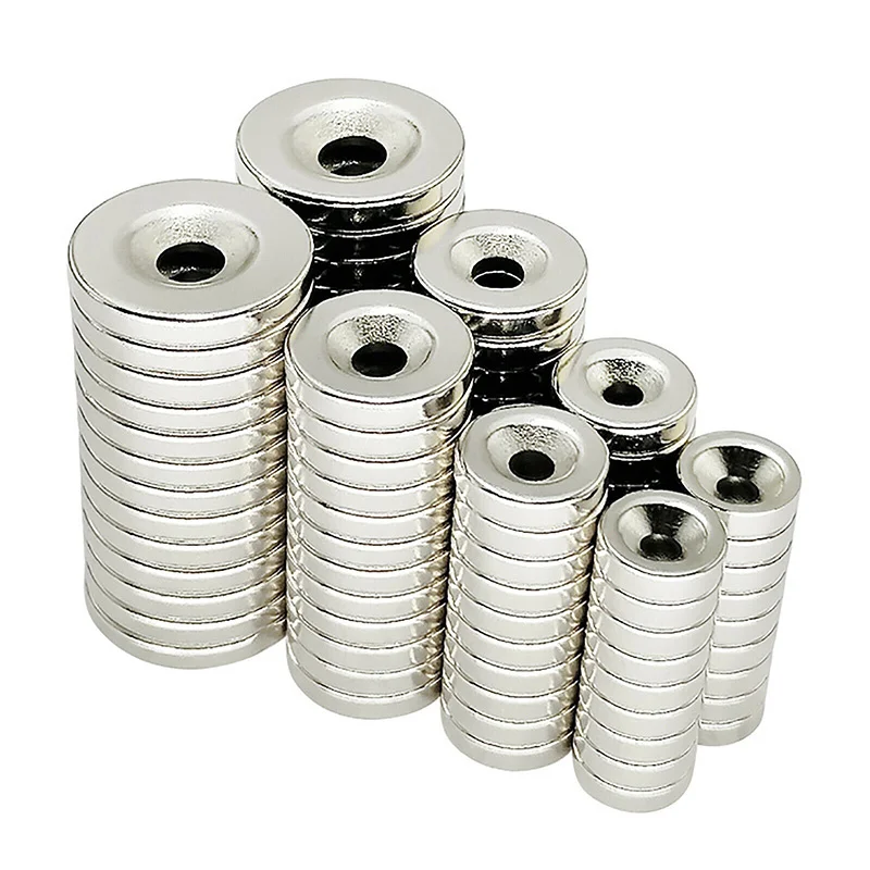 

10pcs Round Strong Magnets With Hole Dia 8 10 12 15 18 20 25mm Rare Earth Permanent Magnet Neodymium Iron Boron Magnet