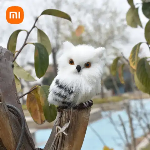 Украшения Xiaomi в виде совы, искусственная Миниатюрная игрушка, модель животного в виде совы, украшения для сада ручной работы, украшения для ...