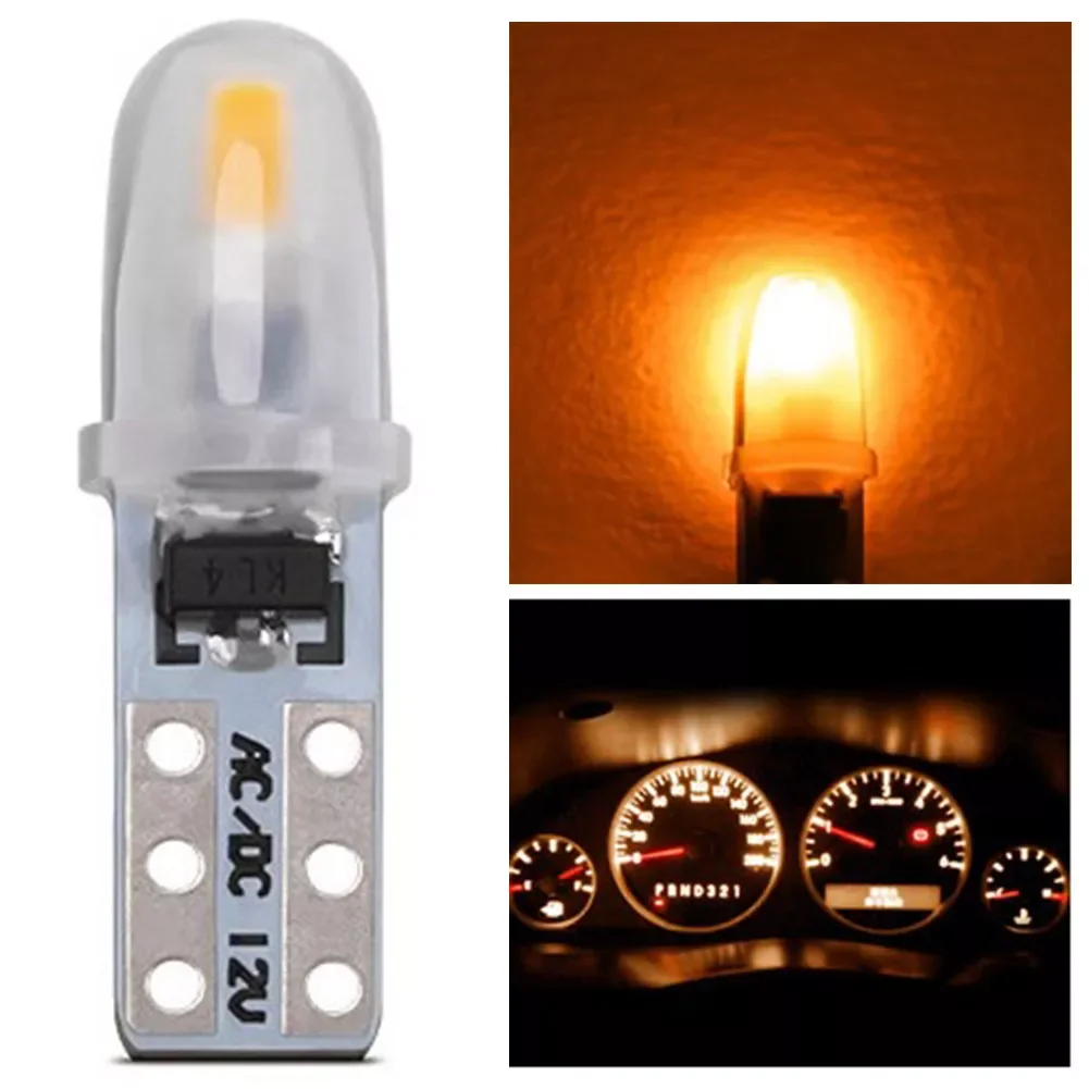 

10pcs Car Dashboard Indicator LED Lights Non-Polarity Panel Light T5 2-3014smd Auto License Plate Light