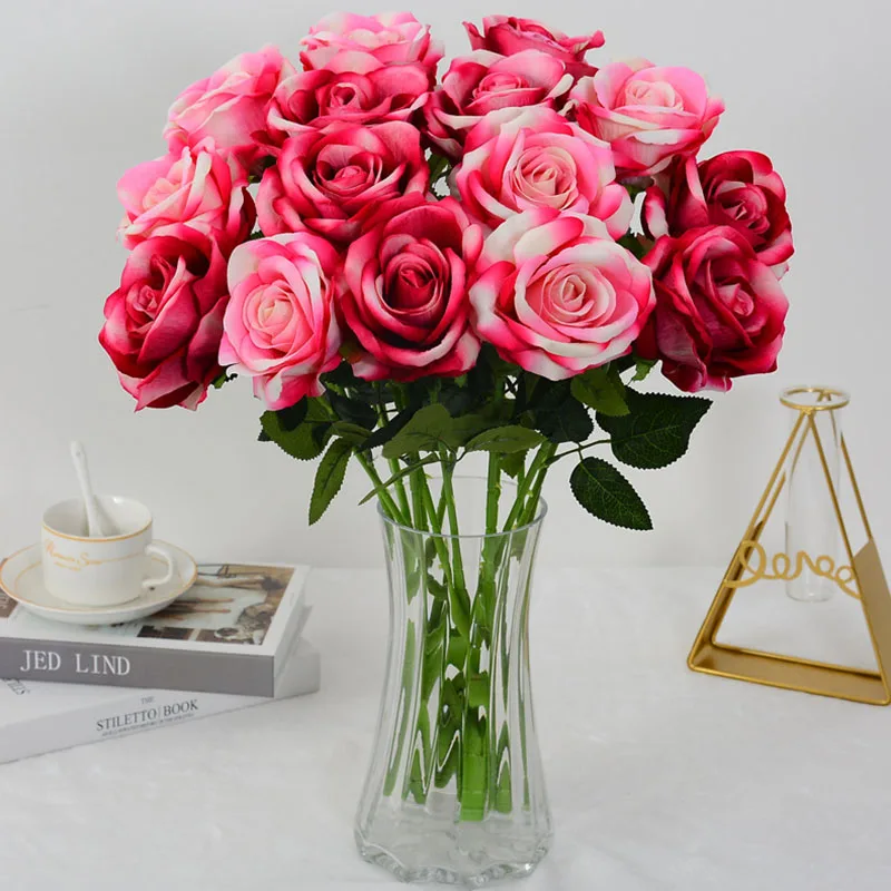 Букет искусственных цветов 50 см красное бархатное украшение для свадебного