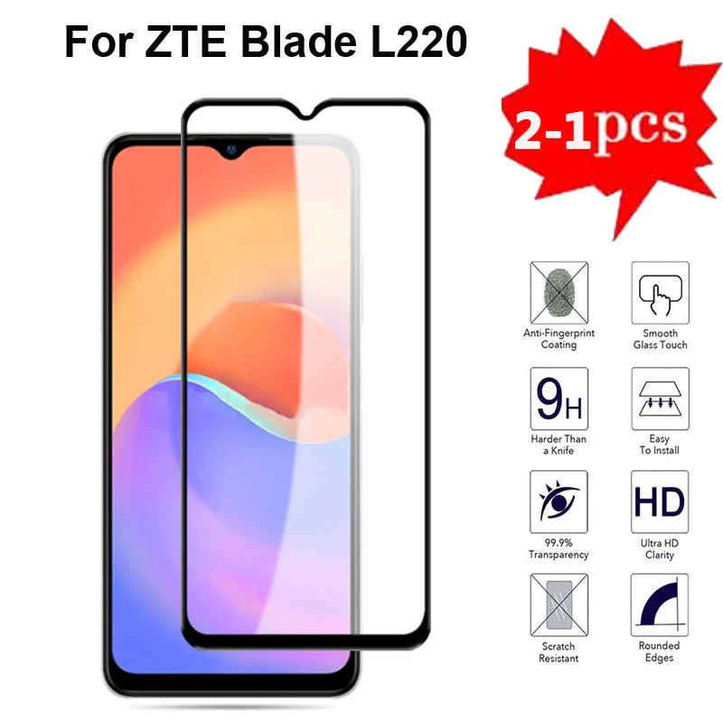 

2-1PC 9H Full Cover Black Tempred Glass For ZTE Blade L220 Protective Glass Cover For ZTE Blade L220 L 220 6.3" Screen Protector