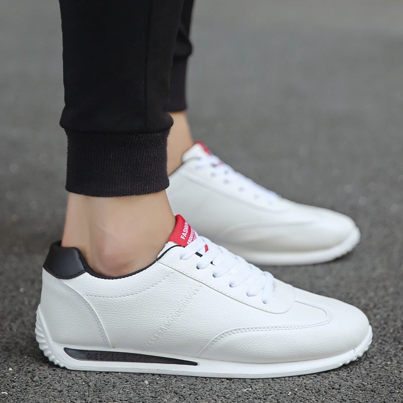 White Leather Sneakers man Sport Vulcanized Shoes Men Comforthable Spring Sneakers Mens Casual Shoes Fashion School Tennis
