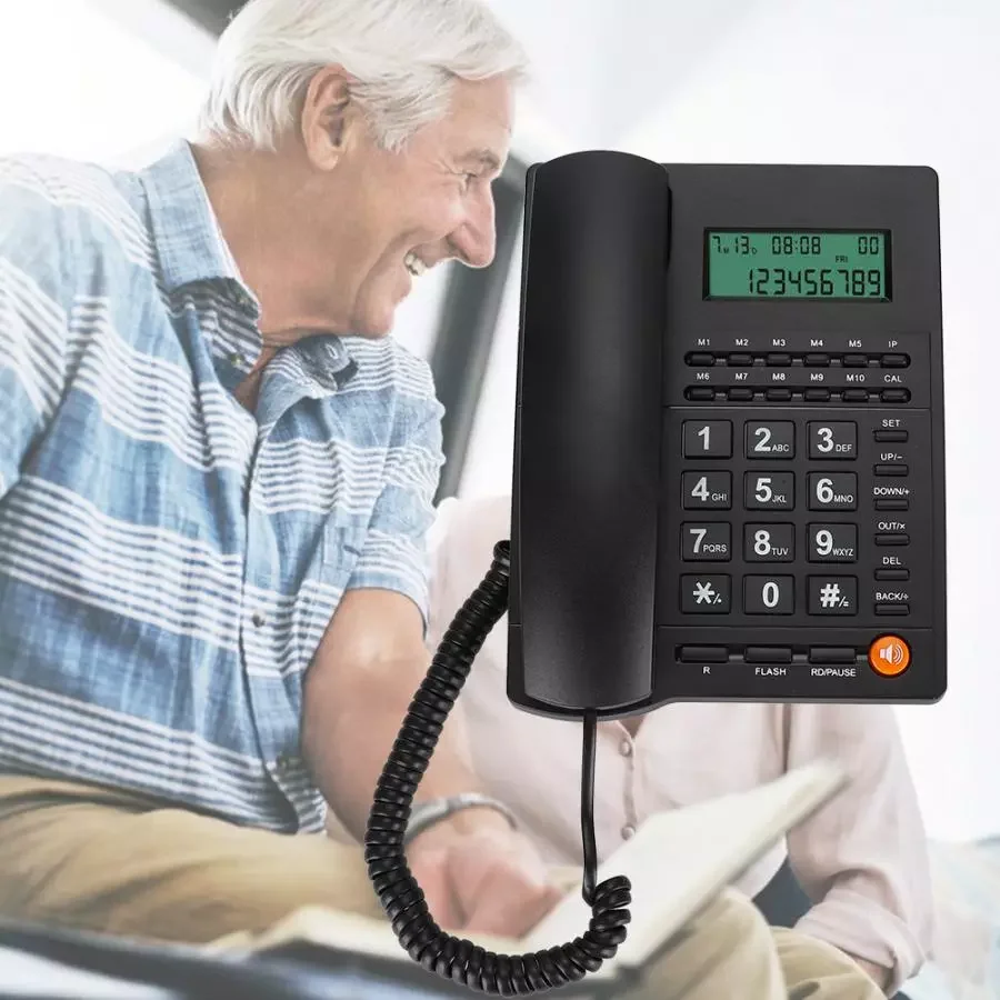 

L019 English Trade Call Desk Display Caller ID Telephone for Home Office Hotel Restaurant Black Home Telephone