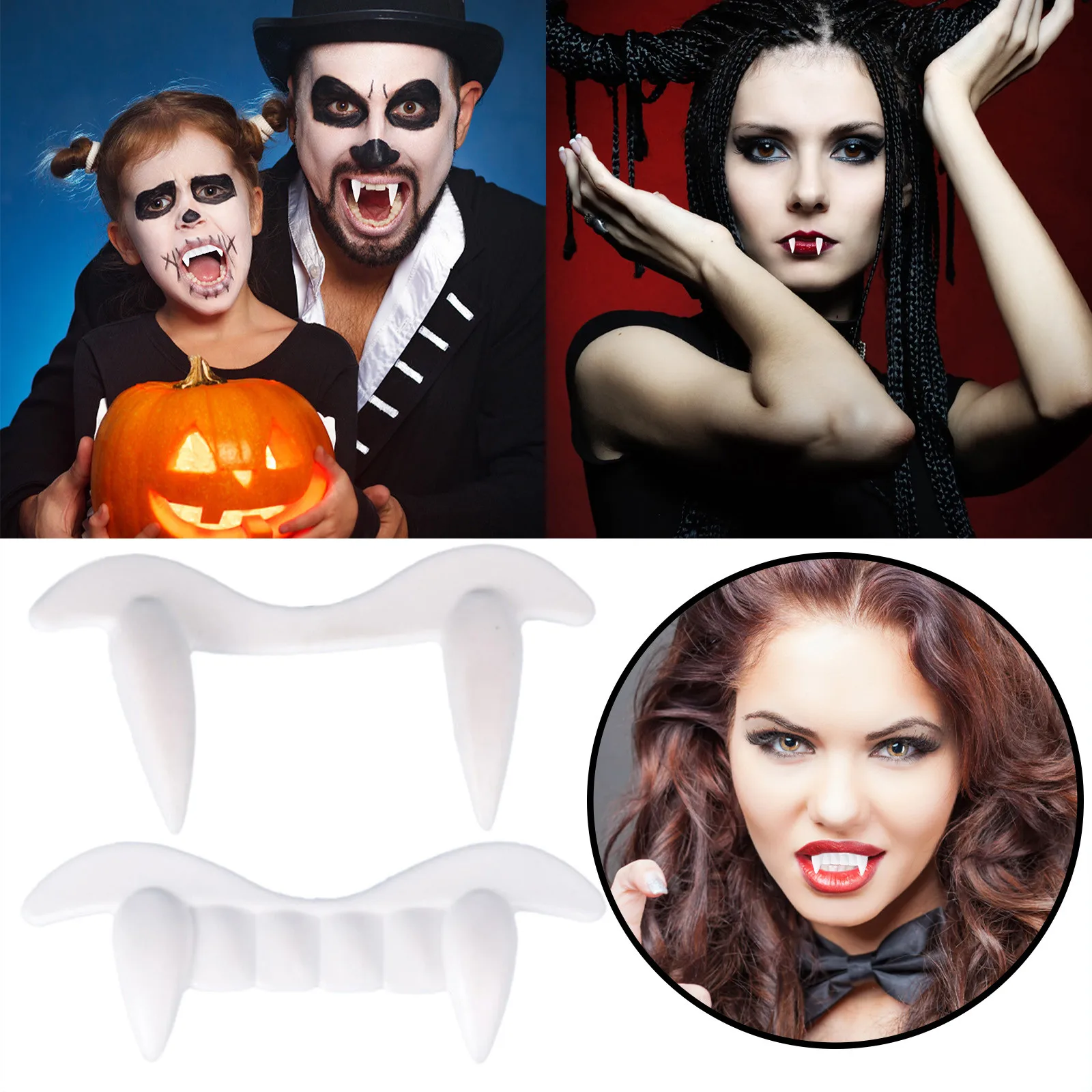 

2Pcs Halloween Braces Fake Teeth Kit Dentures Costume DIY Halloween Dress Up Halloween Cosplay Horror Anime Costumes for Men