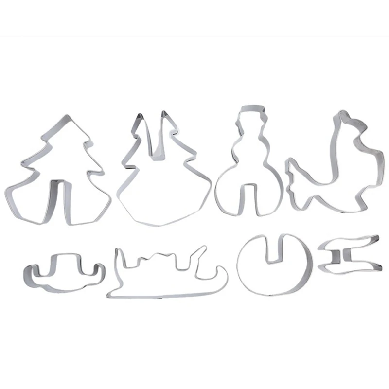 

Cartoon Christmas Biscuit Mold 8-Piece Set Snowman Elk Christmas Tree Sleigh Biscuit Mold Christmas Cookies