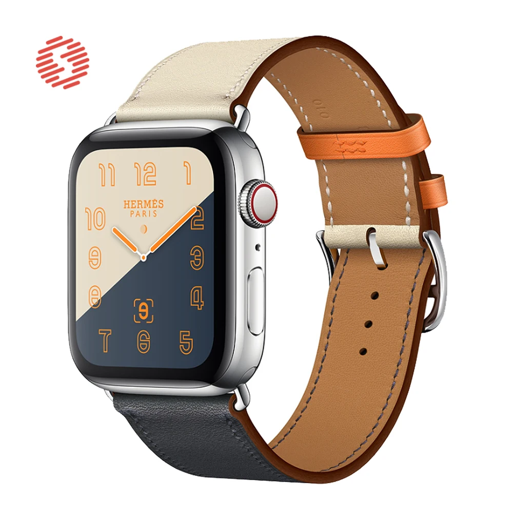 Ремешок кожаный ShengOne для Apple Watch 7 6 SE 5 4 45 44 42 мм изысканный двухцветный сменный