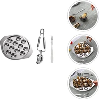 stainless steel snail escargot plate set baking dish platter with tong forks round mushroom escargot serving tray for home bbq