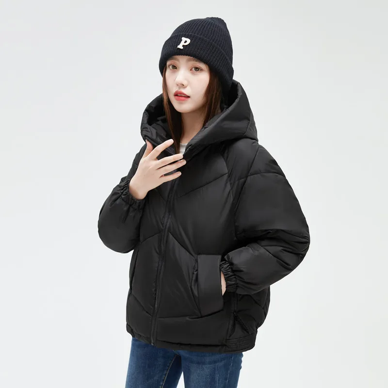 2022 Winter New Women's Hooded Warm Cotton Jacket Loose Trendy Fashion Temperament Short Sections of Cotton Clothing