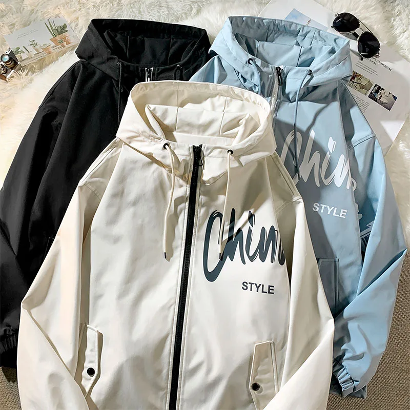 

Print Light Jacket Men Oversized Coats High quality Casual Outwear Couple Spring Boyfriend Style Windbreak Hip Hop Streetwear