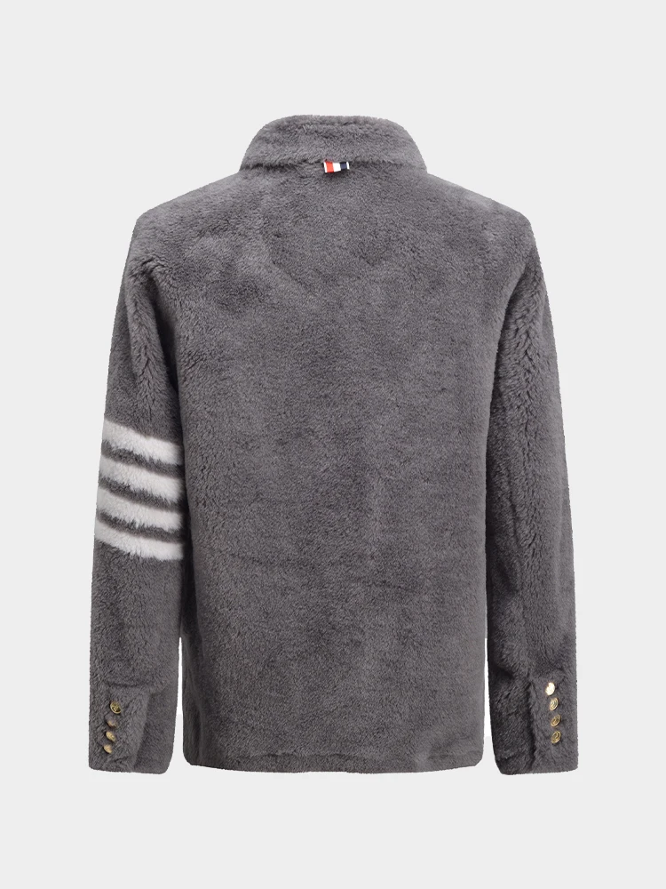 TB THOM Women's Jackets Korean Fashion Brand Winter Coat Turn-Down Collar Stripes Sheep Wool Overcoats Thick Warm Men's Jackets