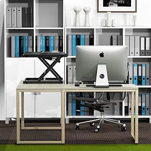 

Over Desk Height Adjustable Standing Desk with Drawer, Rustic Brown