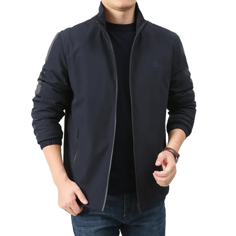 

Autumn Jacket Men Casual Solid Color Stand Collar Padded Coat Men Thin Fleece Warm Men Clothing Large Size M-4XL Mens Jackets