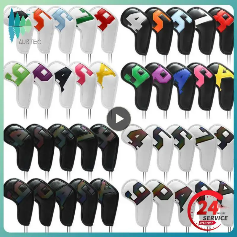 

Lightweight Club Protection Cover Finely Pu Leather Golf Iron Cover Golf Supplies Colorful Digital Gradient Head Cover Portable