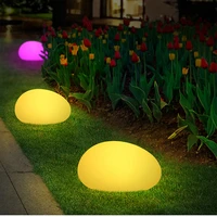 solar garden lights glow cobble stone shape outdoor solar lamp with remote waterproof color changing lawn landscape night lights