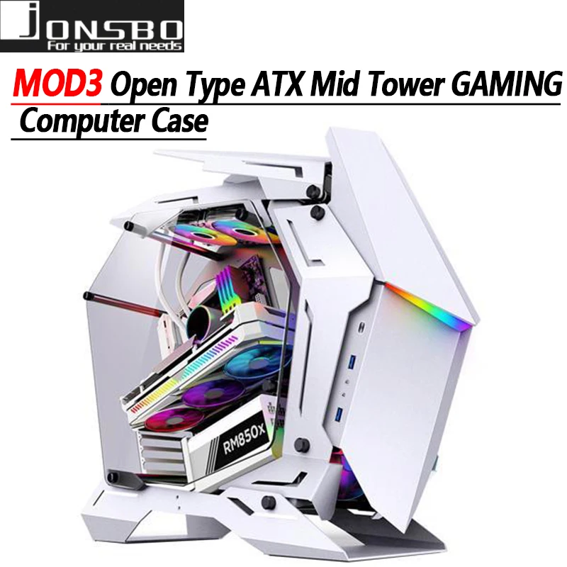 

JONSBO MOD3 MOD 3 Open Type ATX Mid Tower Gaming Case E-sports Players Mecha Chassis Custom liquid cooling EATX/ATX MOBO pc case