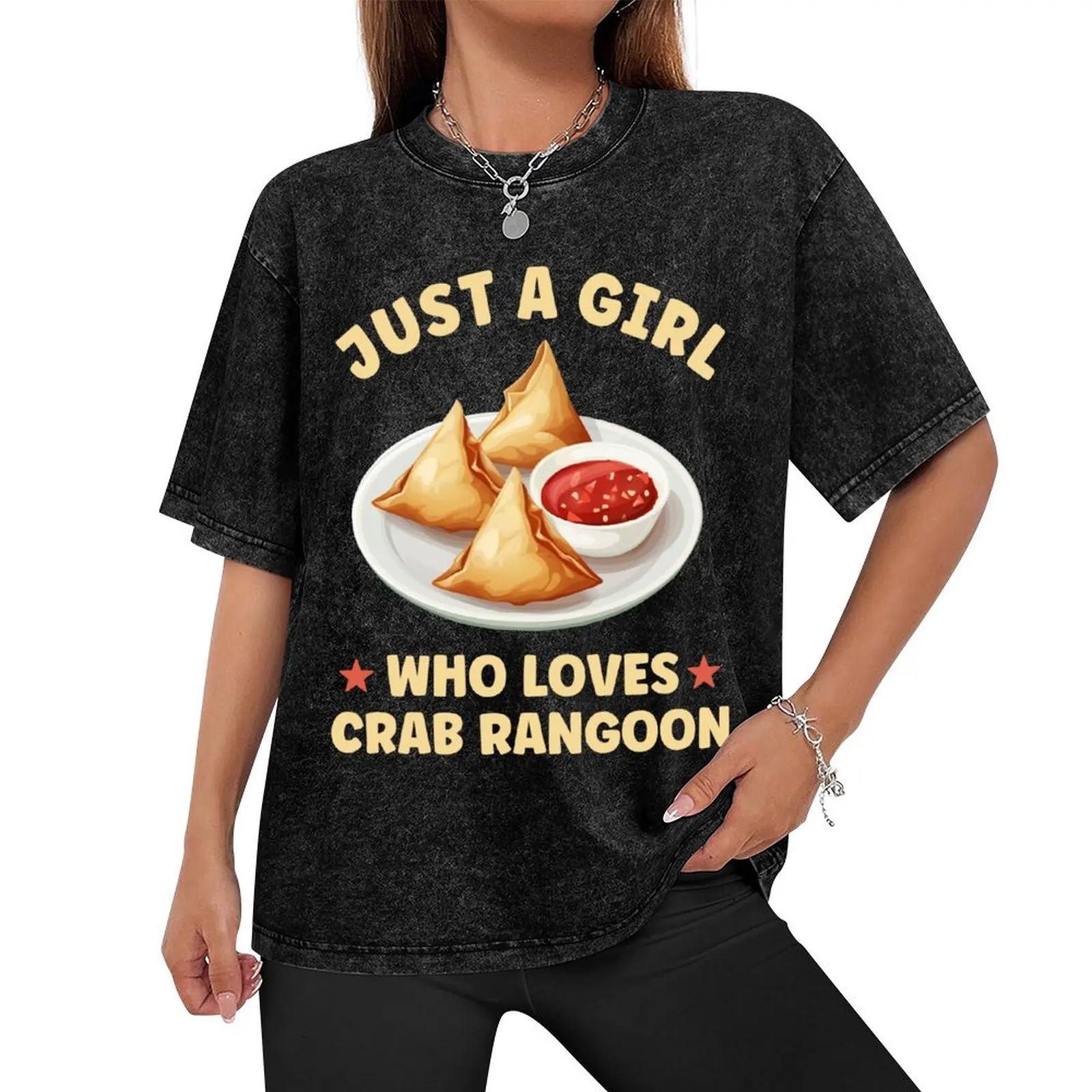 Футболка Just A Girl Who Loves Crab Rangoon аниме новое издание рэперские футболки с рисунком