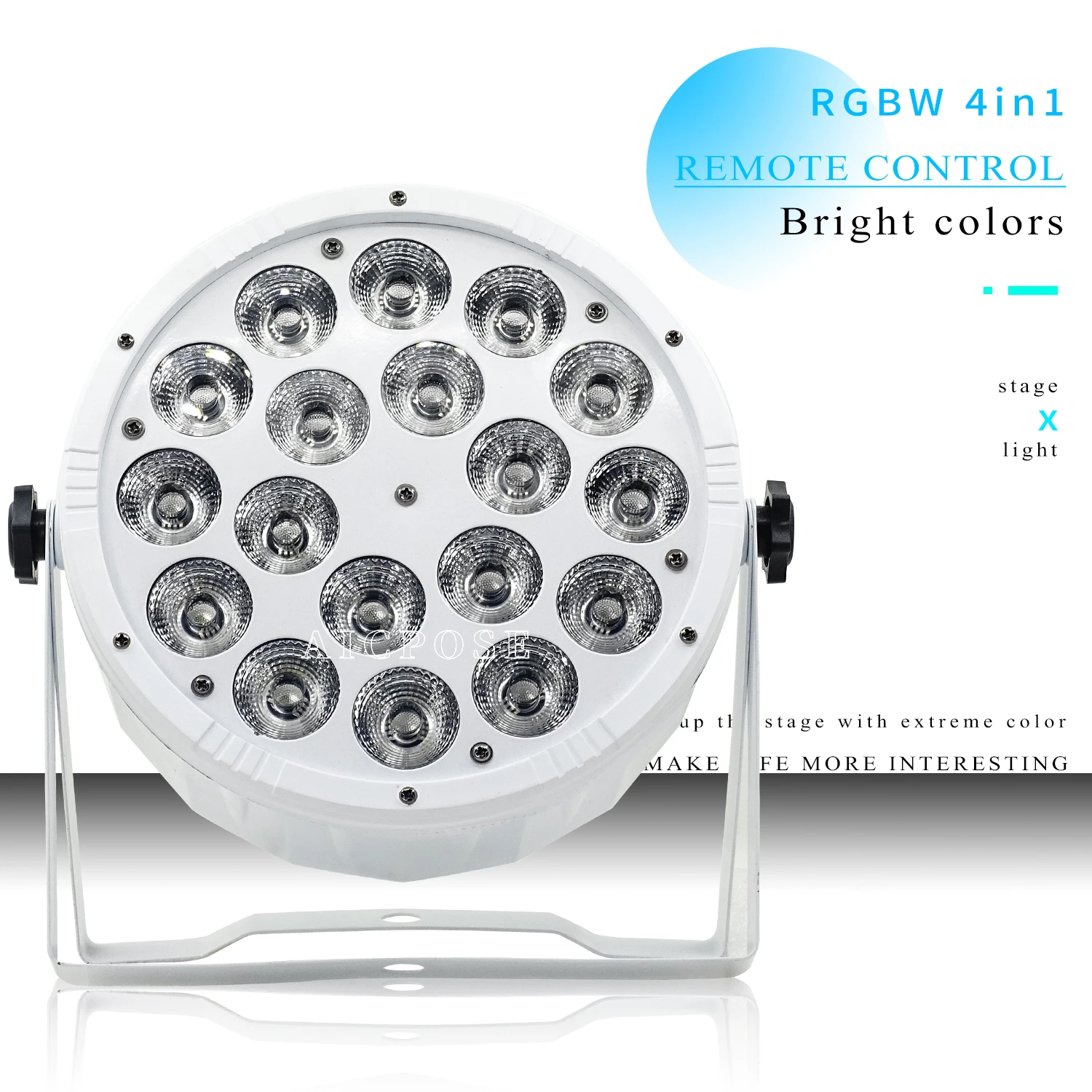 

Wireless Remote Control 18x12W Full Color White Par Light RGBW 4 in 1 Stage Spotlight For DJ Disco Party Dance Studio Club