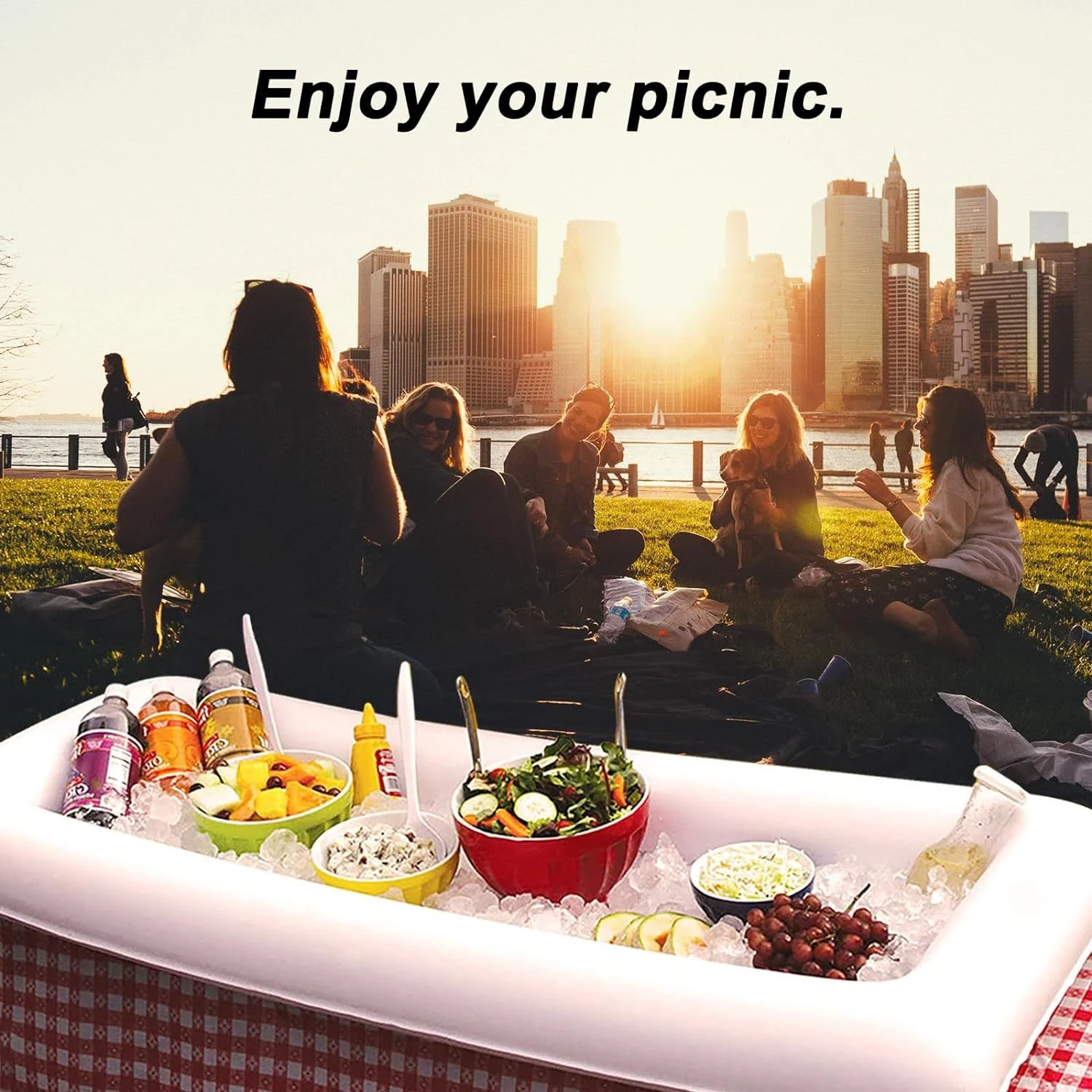 Inflatable Floating Breakfast Tray With Drain Plug - Perfect For Pool Parties Bbqs & Picnics | 53X25.6" Vinyl Food Beverage S
