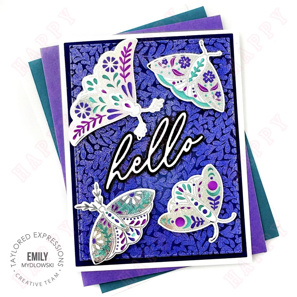 Здравствуйте причудливые крылья Набор для изготовления открыток трафареты