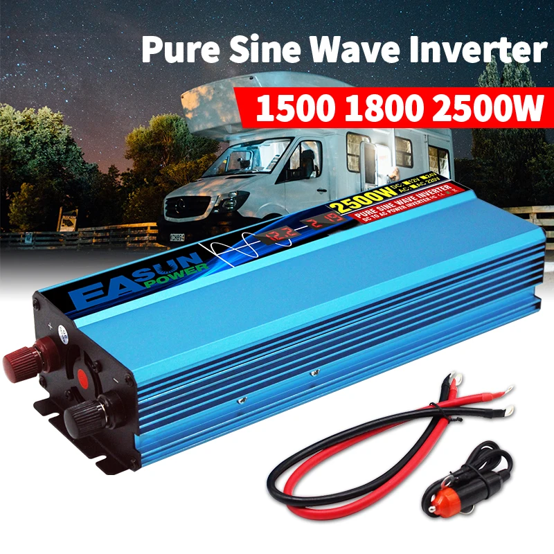 

EASUN POWER Car Solar DC 12V 1500W/1800W/2500W LCD display EU socket Modified Sine Wave Adapter dual 3.1A USB Power inverter
