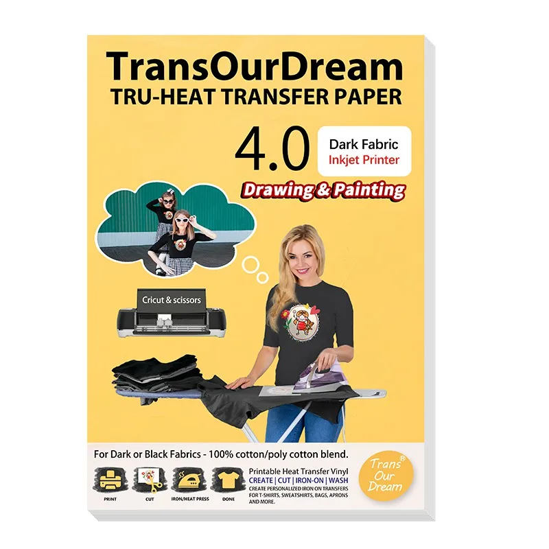 

TransOurDream 8.5x11“ 25 sheets Iron on Heat Transfer Paper for T Shirts Drawable & Printable