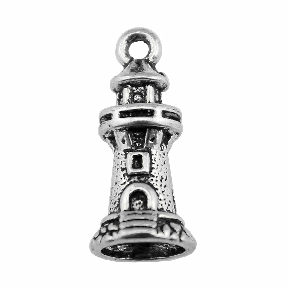 

Wholesale 100pcs/bag 20x9mm Charm Castle Lighthouse Antique Making Pendant Fit Tibetan Silver Color DIY Handmade Jewelry