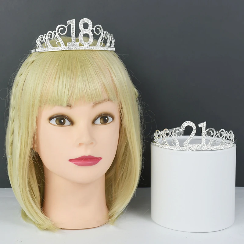 18 21 30 40 50th Birthday Princess Tiara Crown Headband Hair Band Women Anniversary Birthday Hair Accessories Headdress Gift