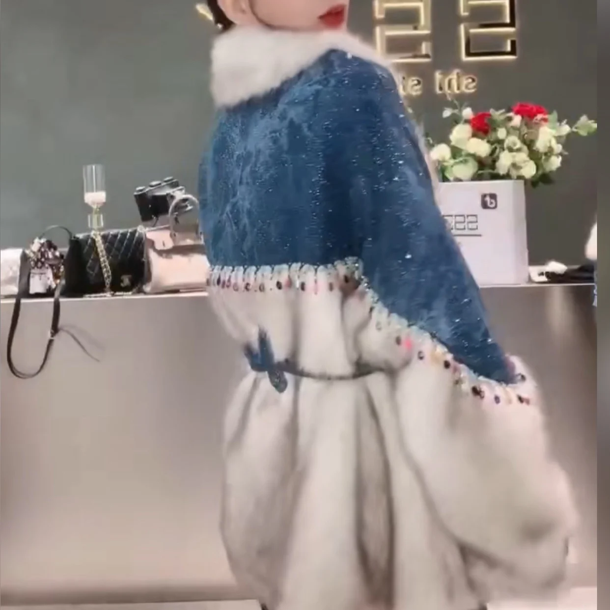 Embroidery Sequins Tassel Thick Warm Toka Wool Fur Coats Women Winter New Lapel Long Sleeve Belt Waist Fur Jacket Sheepskin Coat