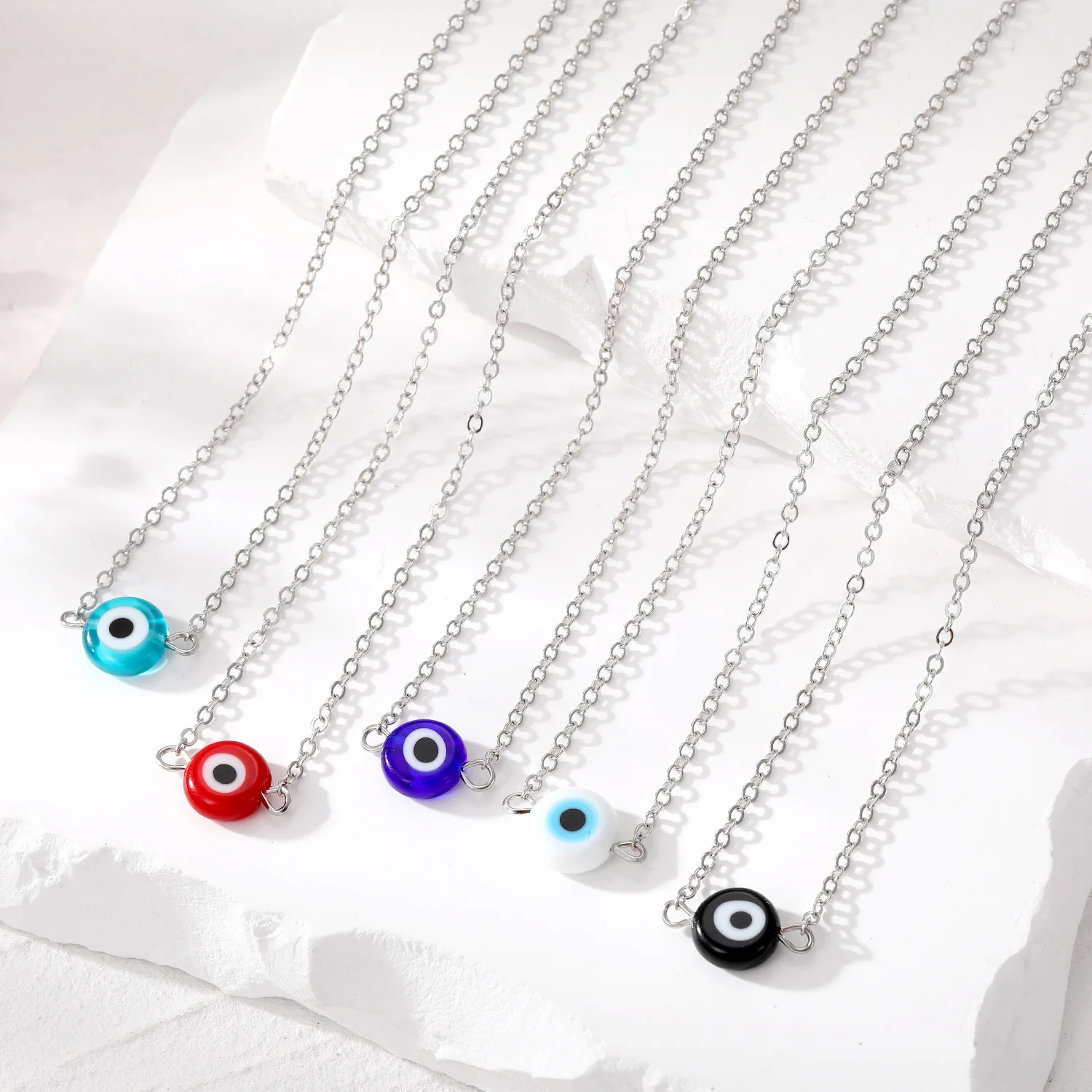 

10mm Turkey Evil Eye Necklace For Women Resin Blue Red Eyes Pendant Choker Clavicle Chain Lucky Necklaces for Jewelry