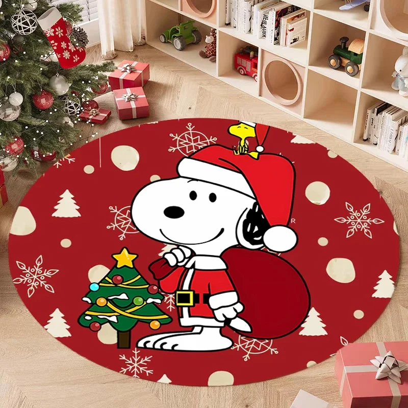Снупи Рождественский фланелевой круглый напольный коврик Нескользящий ковер