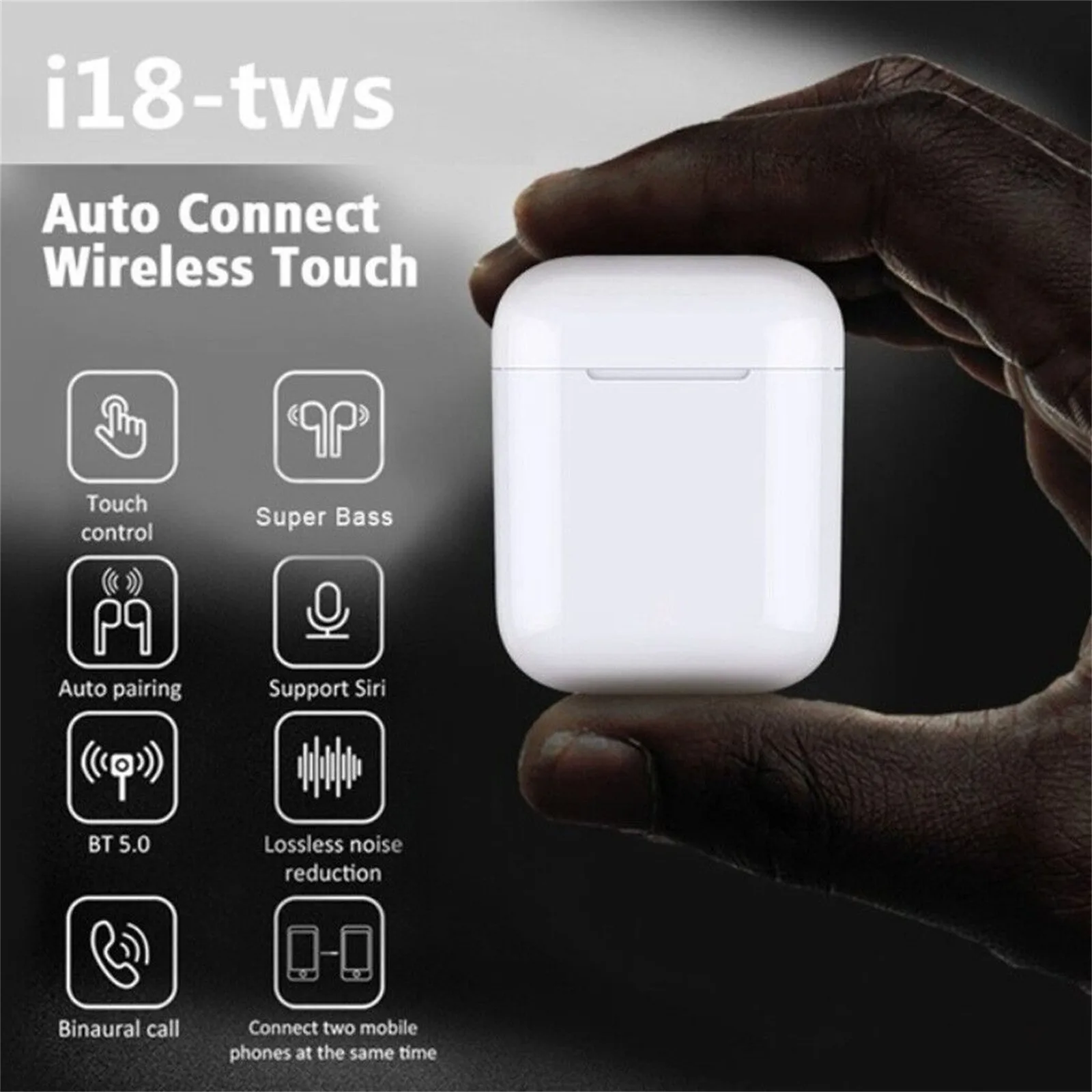 

Беспроводные наушники I18 Tws, Bluetooth-гарнитура, наушники-вкладыши с сенсорным управлением и микрофоном, водонепроницаемые спортивные наушники...