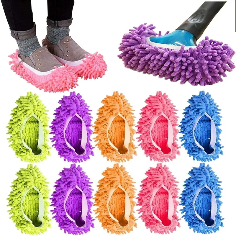 

10Pcs Mop Slippers for Floor Cleaning Washable Shoes Cover Soft Microfiber Dust Mops Mop Socks Reusable for Women Men Kids