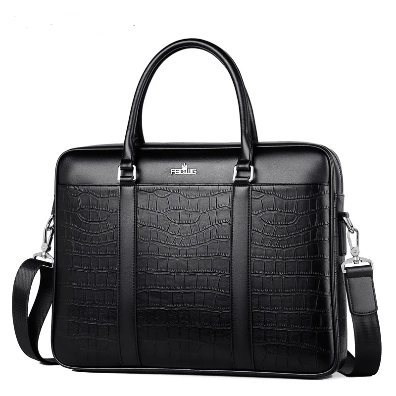 2023 New Luxury Alligator Cow Genuine Leather Business Men's Briefcase Male Briefcase Shoulder Men Messenger Laptop Computer Bag