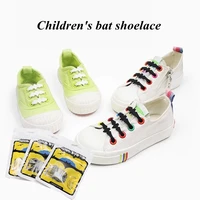 12pcsset silicone shoelaces elastic plastic no tie shoelace whiteblack grey silicone shoes lace childrens bat shape shoestring
