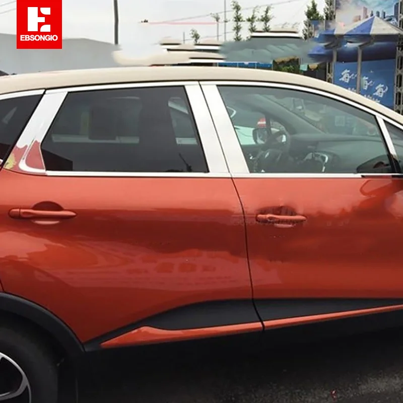 EBSONGIO для Renault Captur от 2013 до 2019, наружные стекла из нержавеющей стали, Центральная стойка, крышка, отделка, мешалка, автомобильные аксессуары, 10 шт.