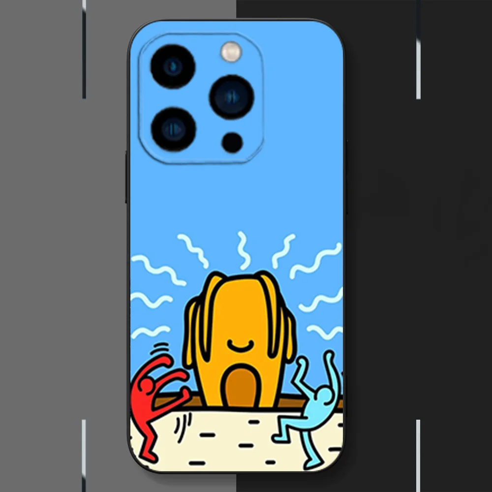 Чехол для телефона Artist K-Keith H-Haring iPhone 12 11 13 14 15 16 Max Pro Plus черный мягкий силиконовый