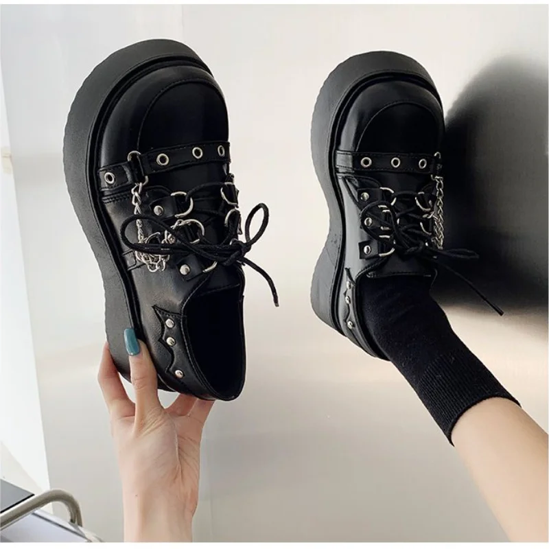

Lolita Women's Shoes 2022 New All-match Thick-soled Shoes Fashion Metal Decoration Thick Bottom Temperament Round Head Basic