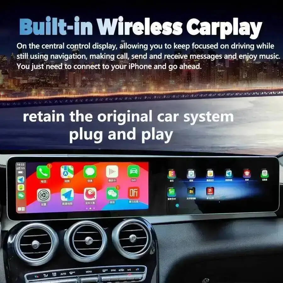 Фото 24,6-дюймовый Android-экран с двумя дисплеями для Mercedes Benz C-класса W205, GLC X253, C180, C200, C220, C300, C350 2016-2022, аудиосистема с CarPlay и GPS, автомагнитола №4
