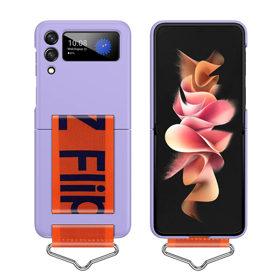 Чехол-книжка Z Flip 3 для Samsung чехол телефона с ремешком на руку ZFlip3 Ультратонкий
